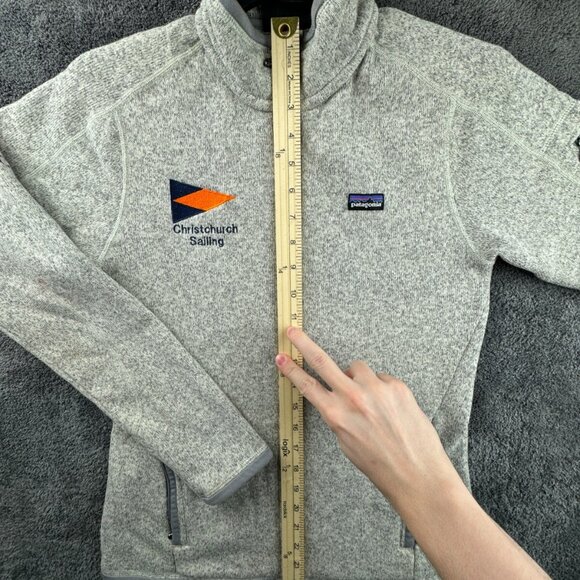 Patagonia Women Jacket Sailing Small Full Zip Pockets Outdoors Fleece Gray Beige - Picture 2 of 16